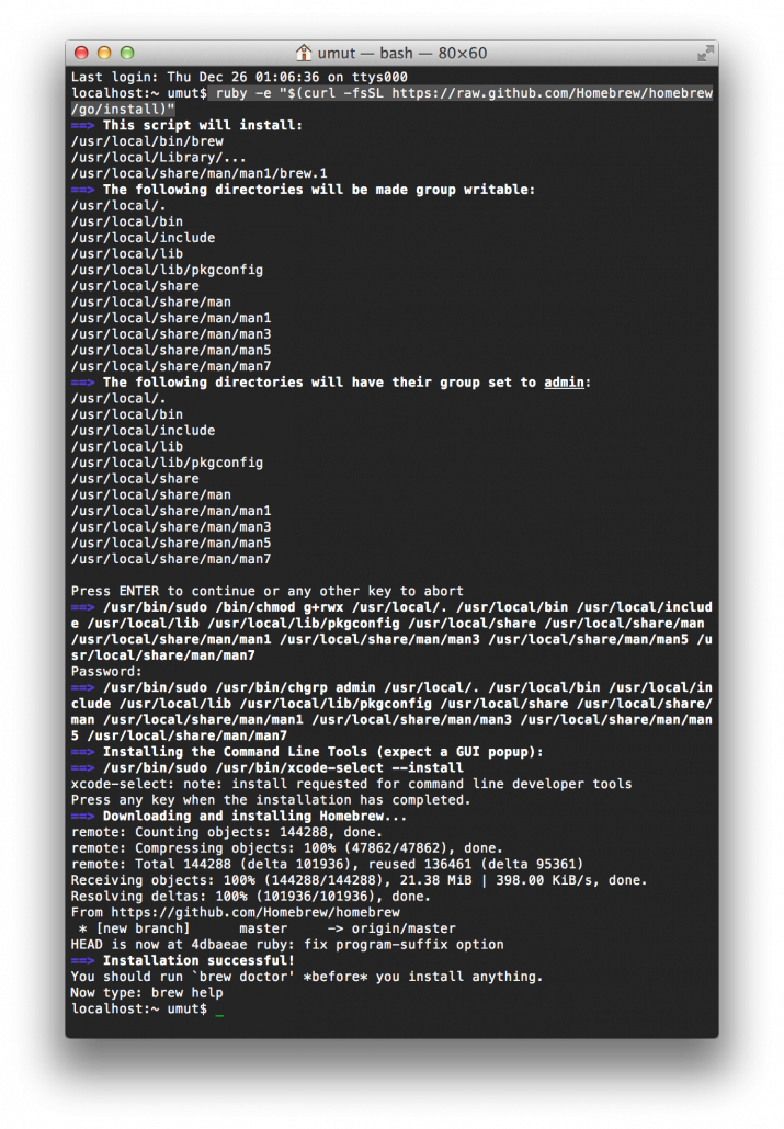 Homebrew Terminal install